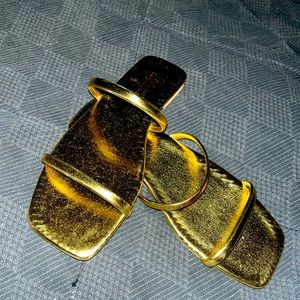 Gold square front sandals. Worn once.
